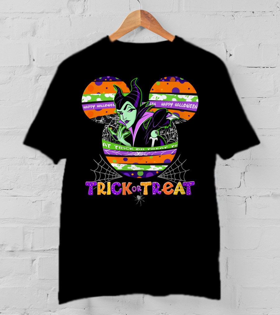 Maleficent Trick Or Treat Halloween Mickey Mouse T-Shirt