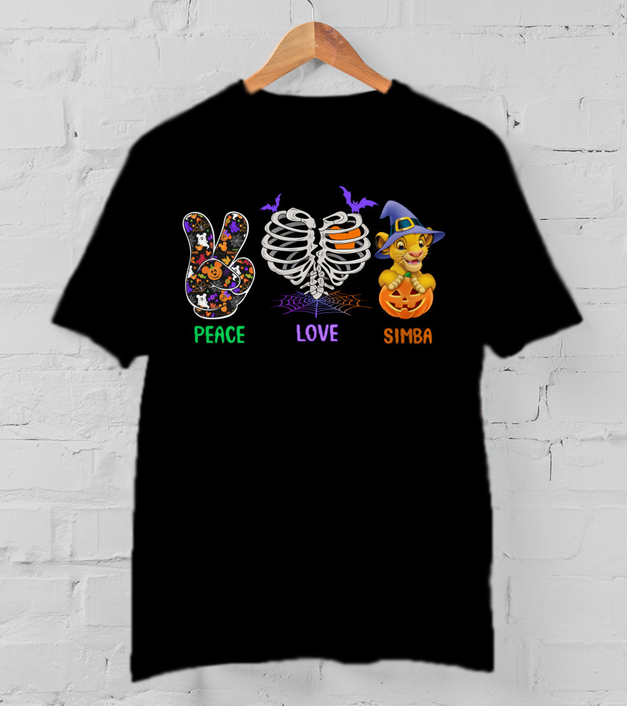 Peace Love Simba Bat Halloween Pumpkin T-Shirt