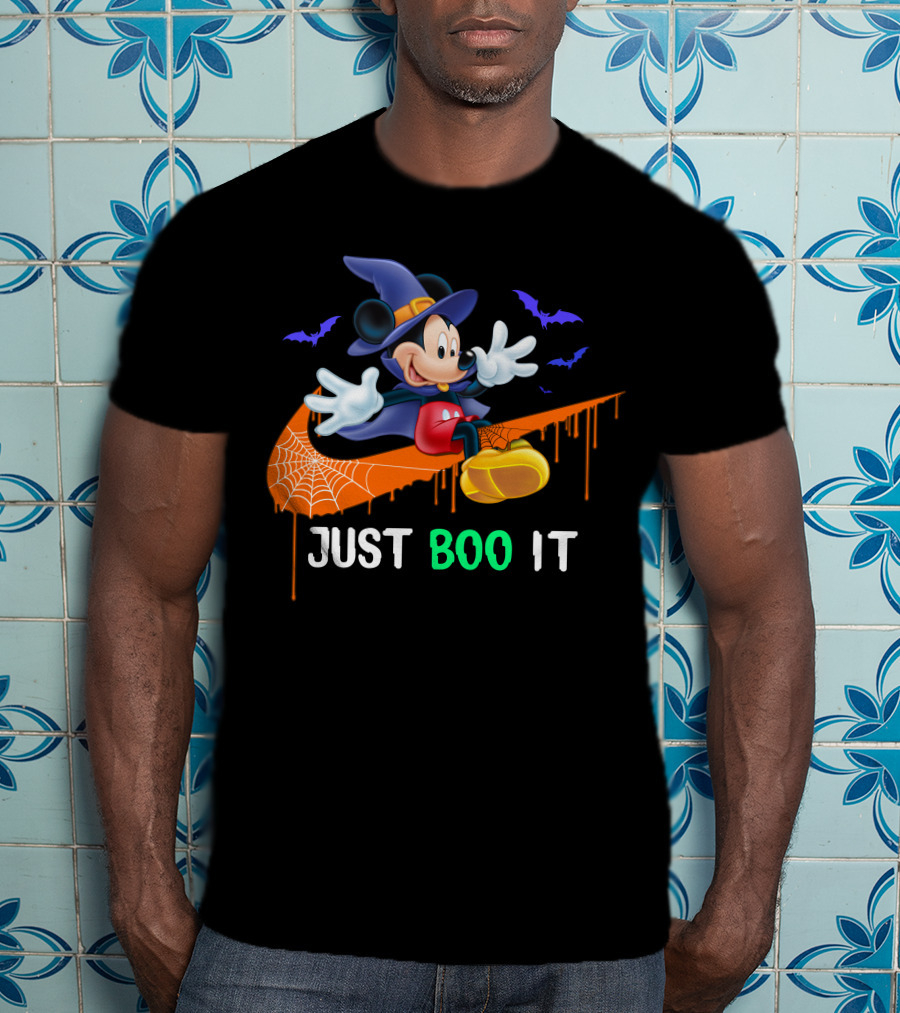 Just Boo It Halloween Mickey Witch Nike Swoosh T-Shirt