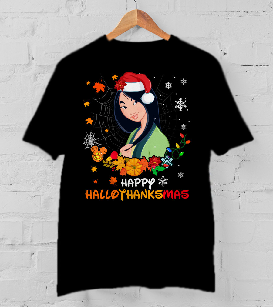 Mulan Happy Hallothanksmas Santa Halloween Christmas Thanksgiving T-Shirt