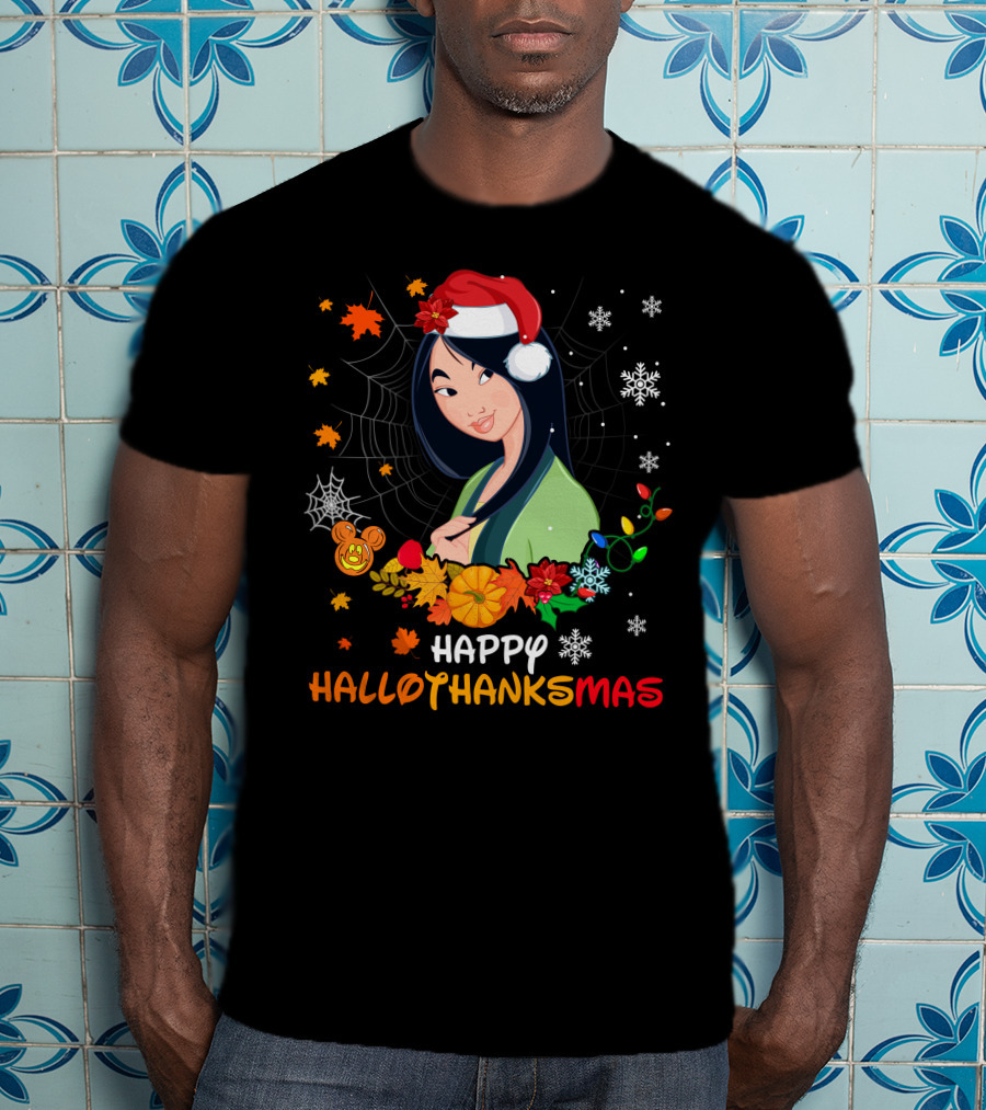 Mulan Happy Hallothanksmas Santa Halloween Christmas Thanksgiving T-Shirt