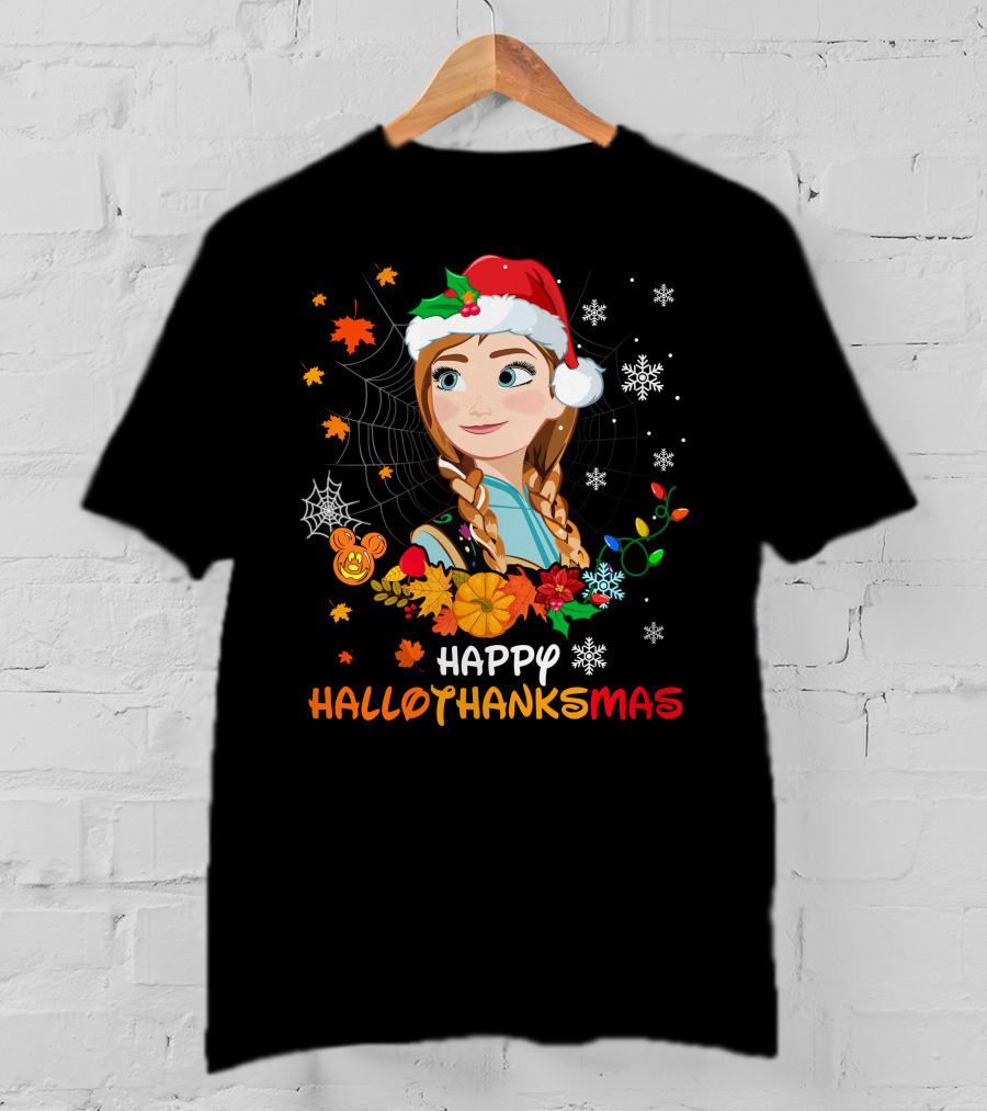 Happy Hallothanksmas Anna Christmas Holiday Theme T-Shirt