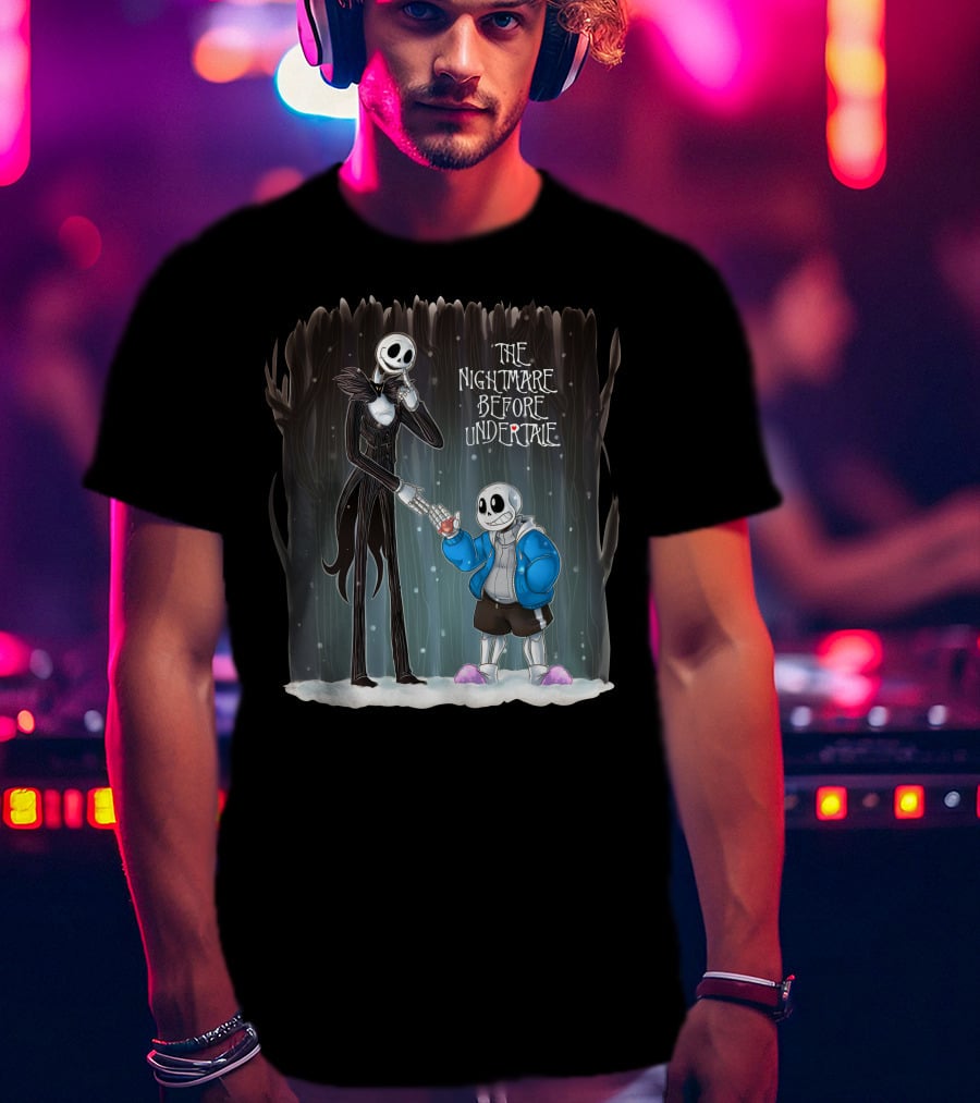 The Nightmare Before Undertale Skeleton Characters Collaboration T-Shirt