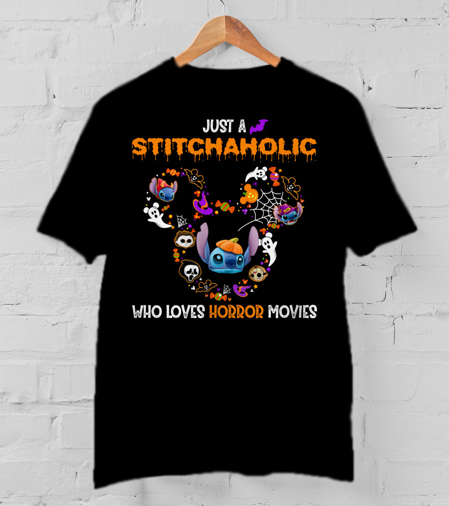 Just A Stitchaholic Who Loves Horror Movies T-Shirt