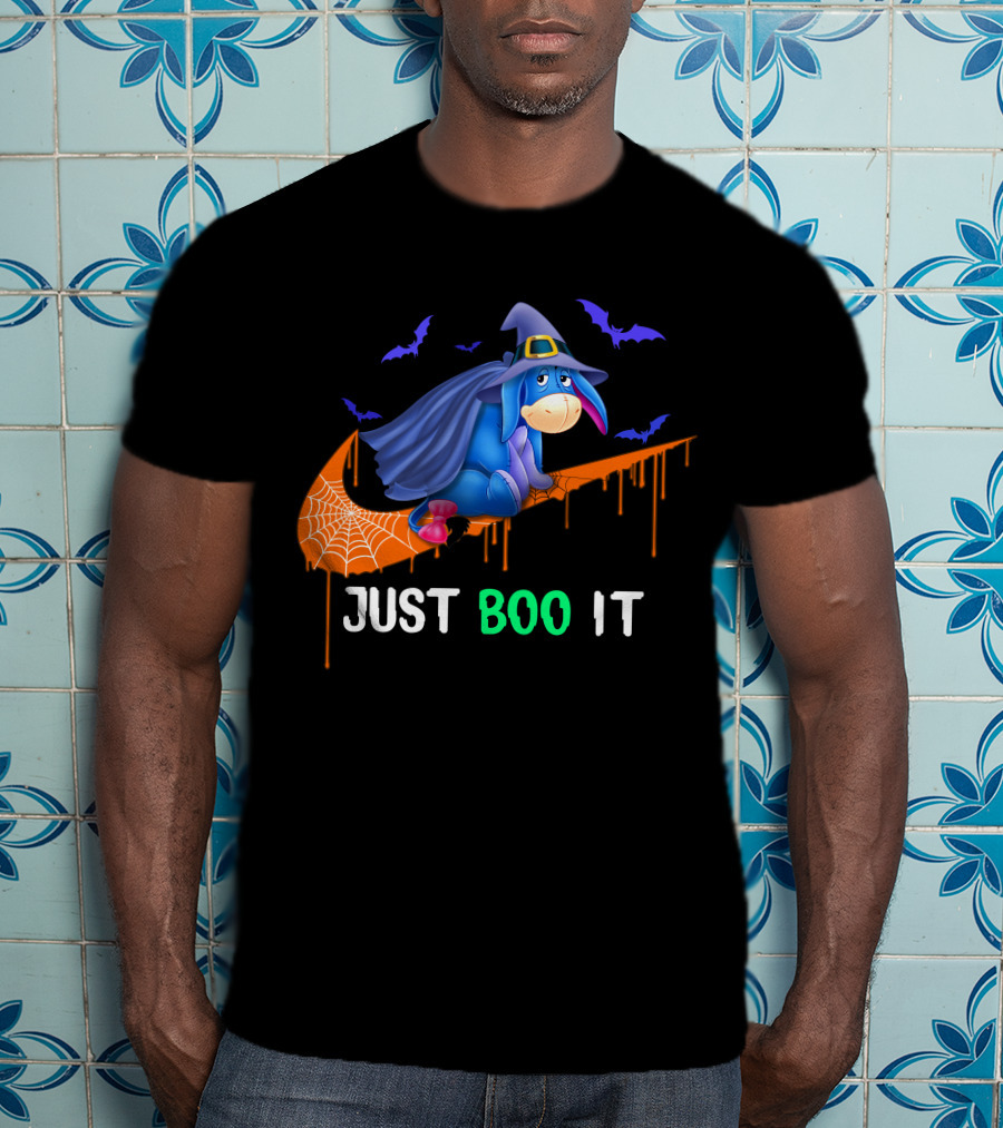 Just Boo It Eeyore Nike Witch Halloween Bats Cobweb T-Shirt
