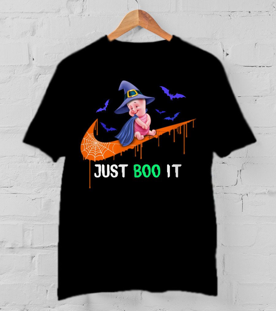 Just Boo It Piglet Halloween Witch Hat Nike Swoosh T-Shirt