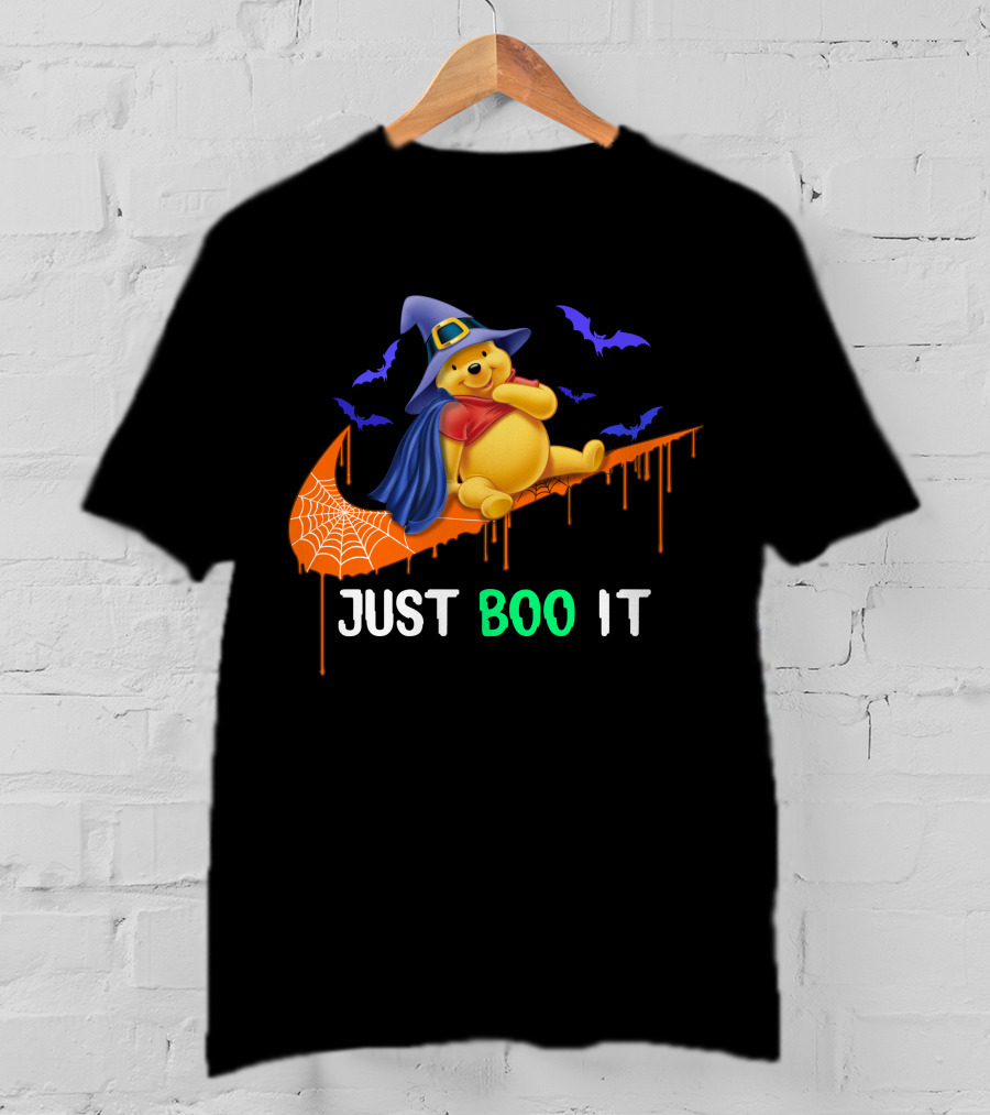 Just Boo It Pooh Halloween Creepy Bats Wizard Hat T-Shirt