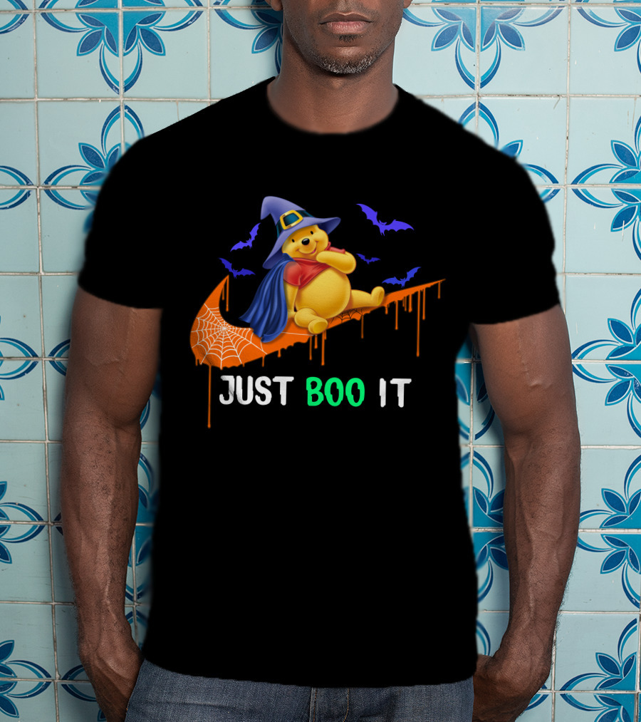 Just Boo It Pooh Halloween Creepy Bats Wizard Hat T-Shirt