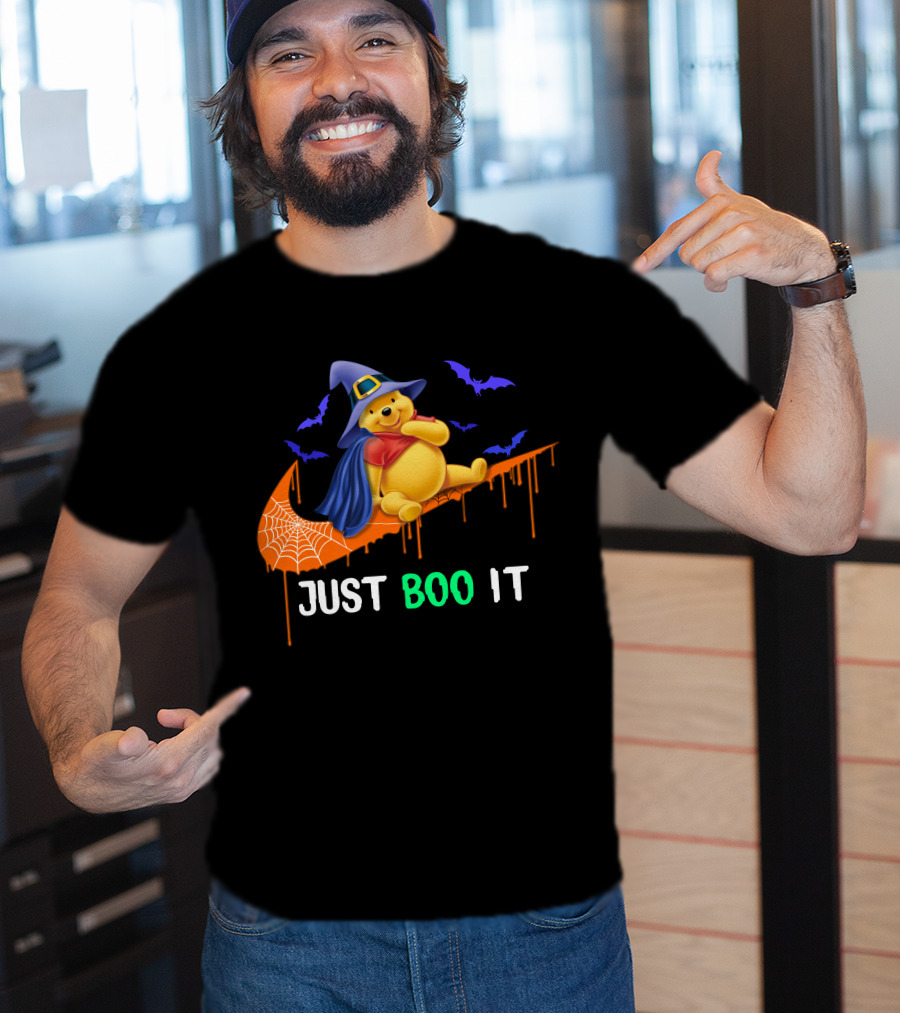 Just Boo It Pooh Halloween Creepy Bats Wizard Hat T-Shirt