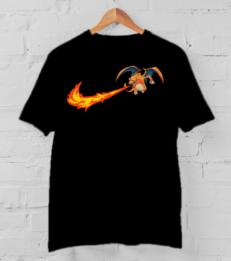 Charizard Fire Nike Logo Crossover T-Shirt