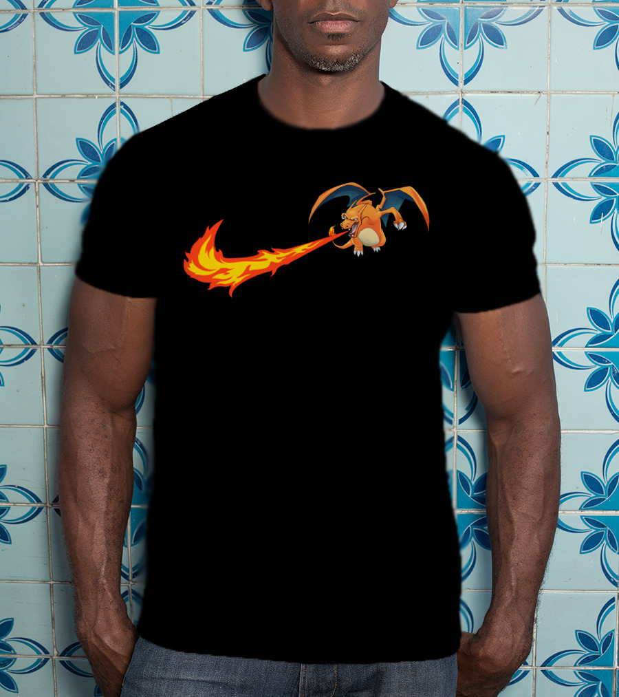 Charizard Fire Nike Logo Crossover T-Shirt