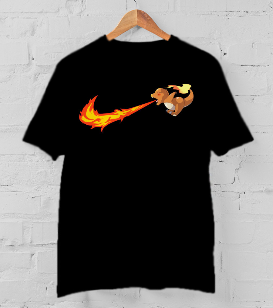 Charmander Fire-Breathing Nike-Inspired Flame T-Shirt