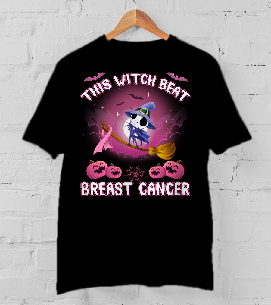 This Witch Beat Breast Cancer Halloween Pink Ribbon Jack-O-Lanterns T-Shirt