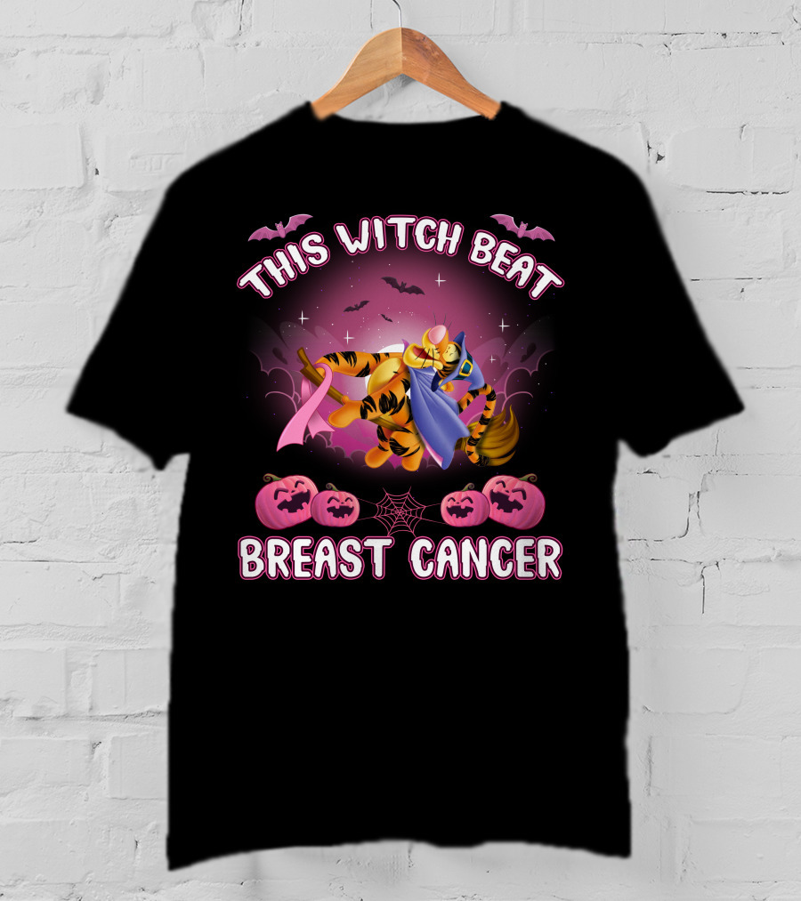 This Witch Beat Breast Cancer Tigger Halloween T-Shirt