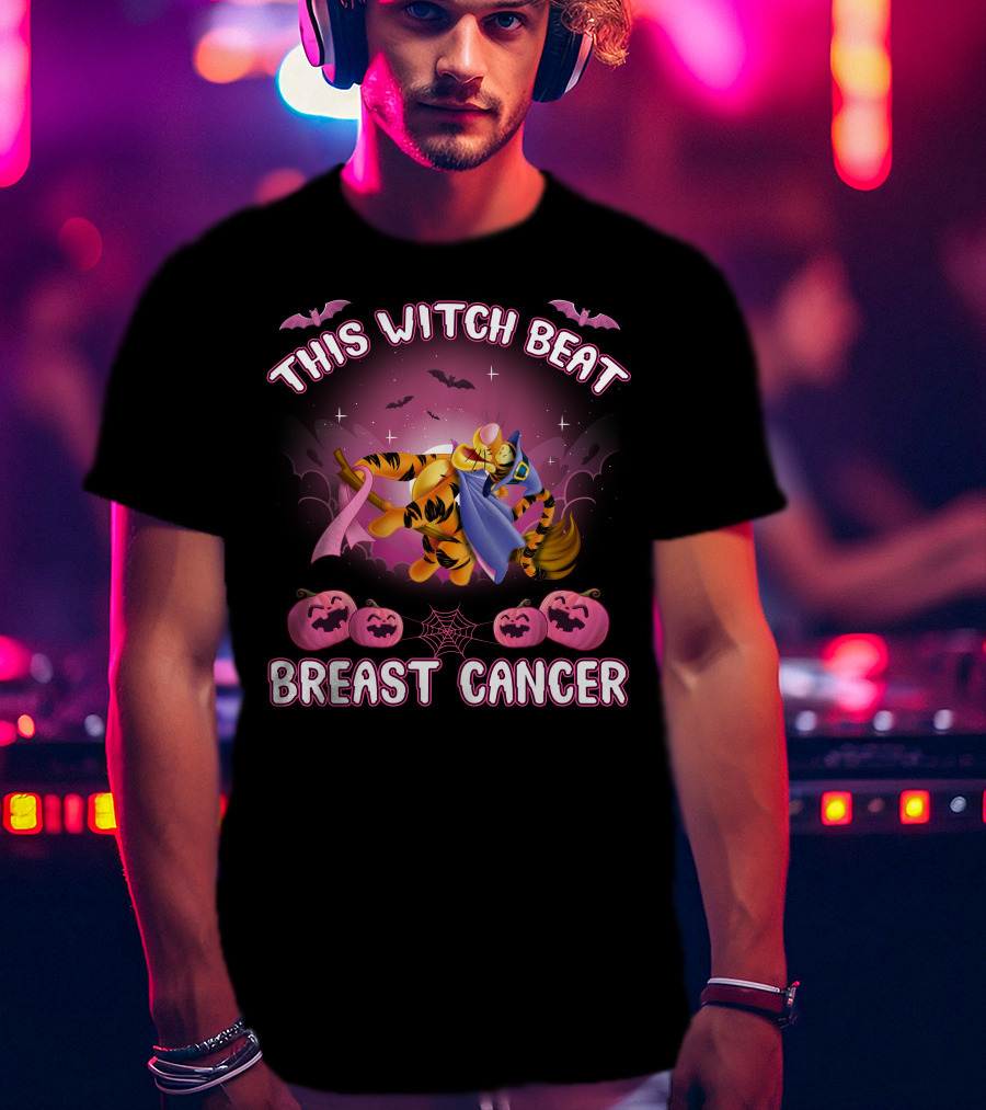 This Witch Beat Breast Cancer Tigger Halloween T-Shirt