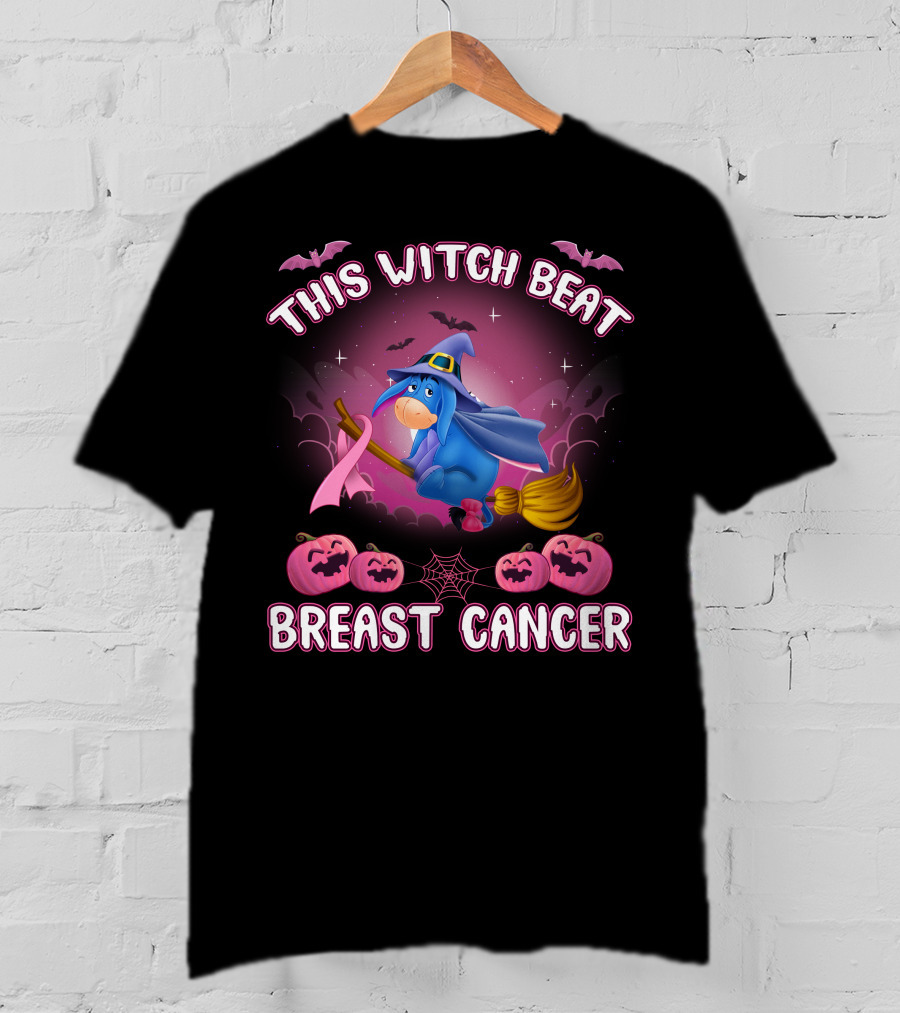 This Witch Beat Breast Cancer Eeyore Broomstick Pumpkins Bat T-Shirt