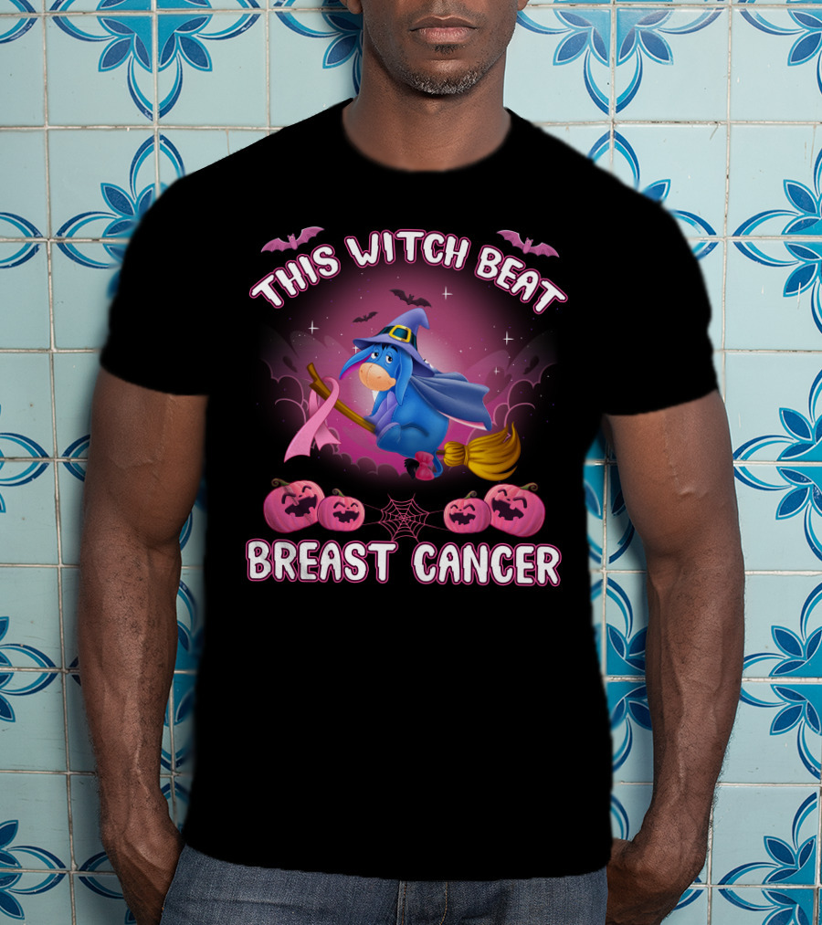 This Witch Beat Breast Cancer Eeyore Broomstick Pumpkins Bat T-Shirt
