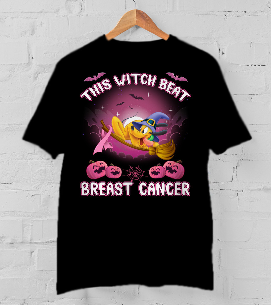 This Witch Beat Breast Cancer Pluto Hat Broom Pumpkins Bat T-Shirt