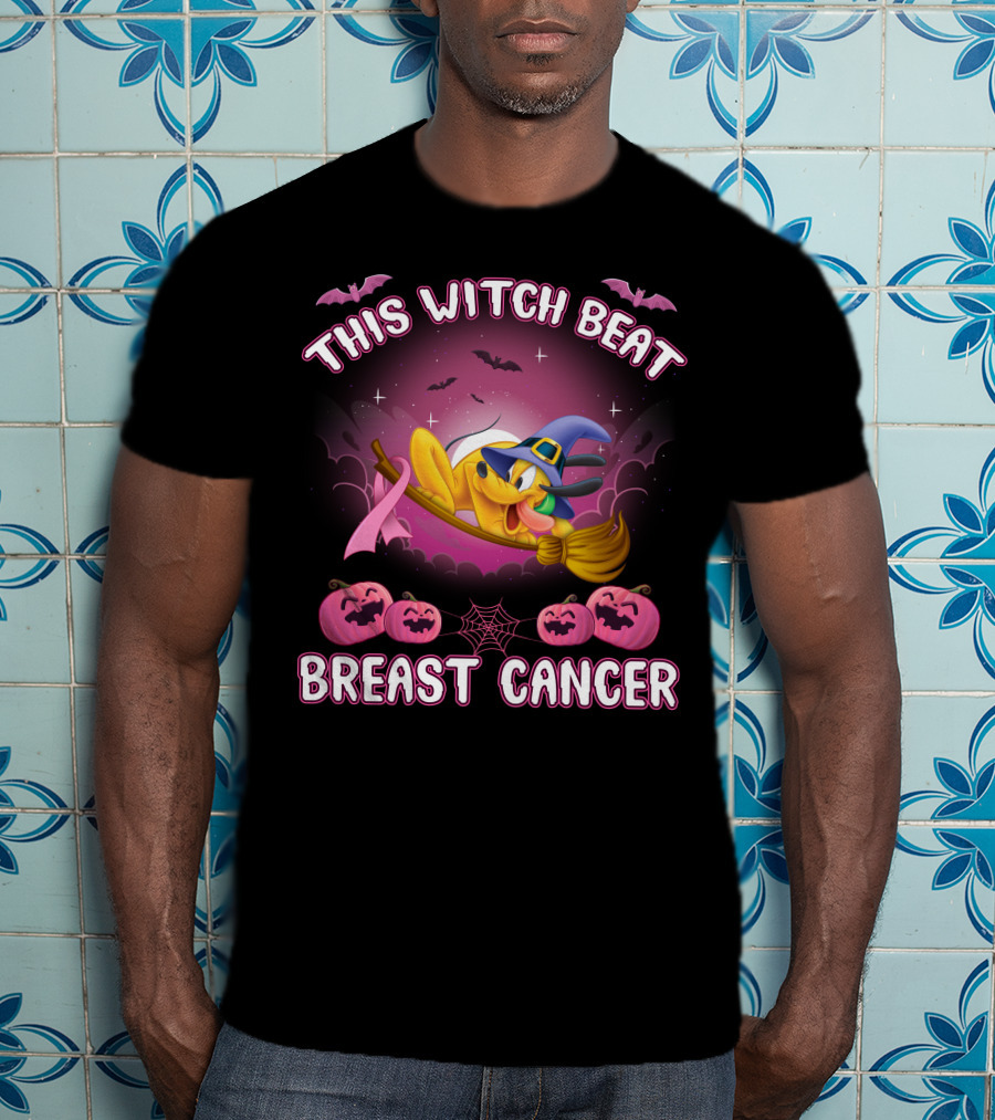 This Witch Beat Breast Cancer Pluto Hat Broom Pumpkins Bat T-Shirt