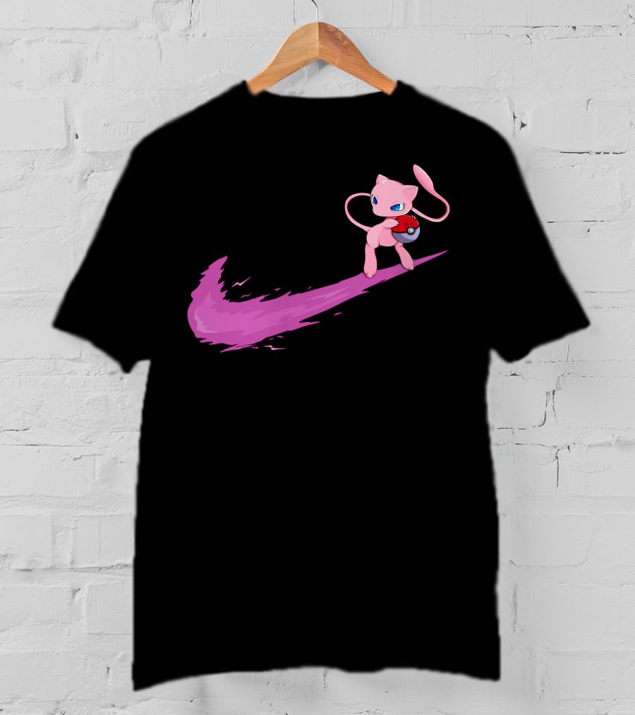 Mew Pokemon Nike Swoosh Pokeball Crossover T-Shirt