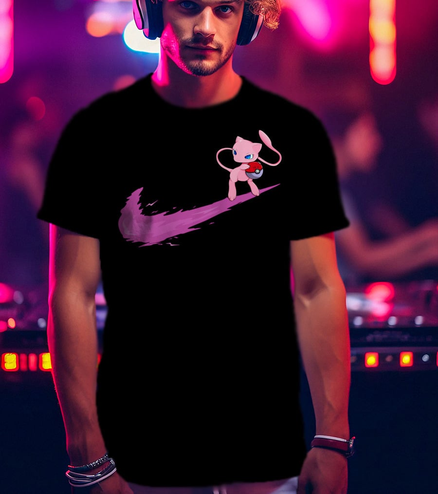 Mew Pokemon Nike Swoosh Pokeball Crossover T-Shirt