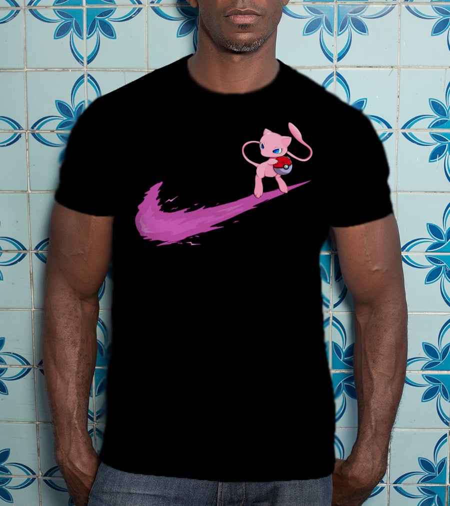 Mew Pokemon Nike Swoosh Pokeball Crossover T-Shirt