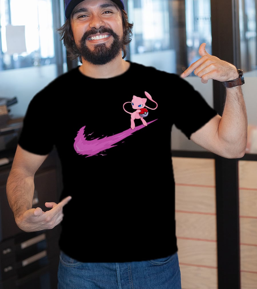 Mew Pokemon Nike Swoosh Pokeball Crossover T-Shirt