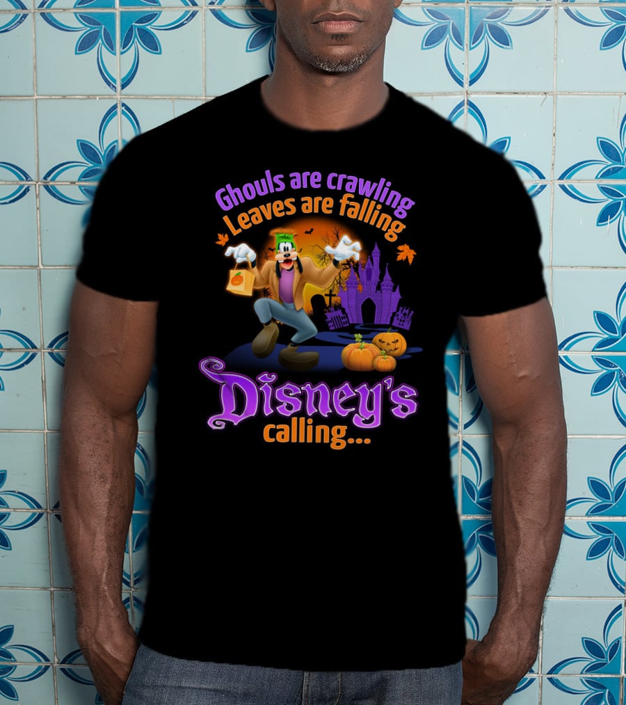 Ghouls Are Crawling Leaves Are Falling Disney's Calling Goofy Halloween Theme T-Shirt
