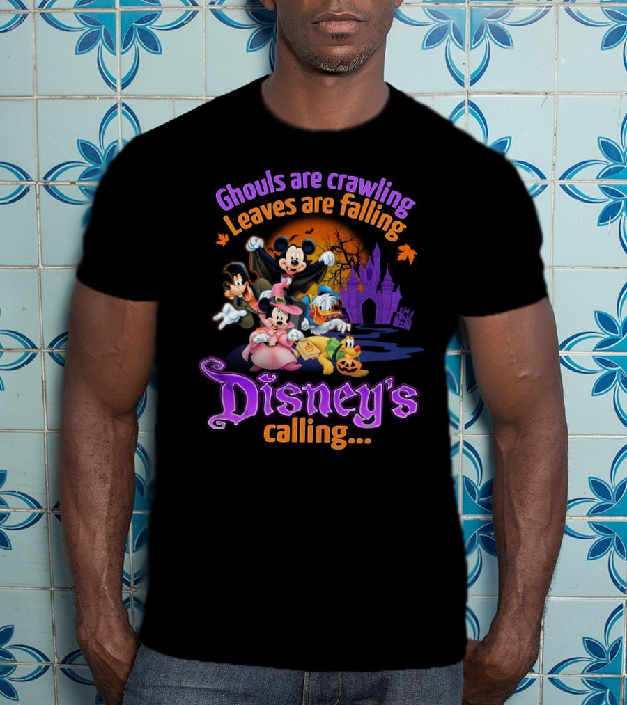 Ghouls Are Crawling Leaves Are Falling Disney's Calling Mickey And Friends T-Shirt