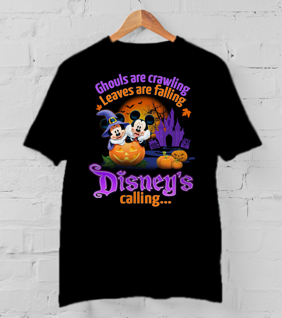 Ghouls Are Crawling Leaves Are Falling Disney's Calling With Mickey And Minnie Halloween Theme T-Shirt