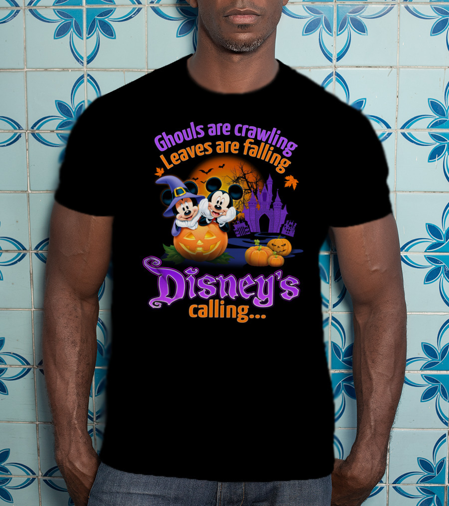 Ghouls Are Crawling Leaves Are Falling Disney's Calling With Mickey And Minnie Halloween Theme T-Shirt