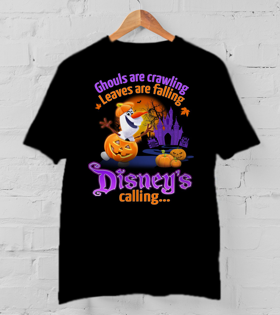Ghouls Are Crawling Leaves Are Falling Disney's Calling Olaf Pumpkin Castle T-Shirt