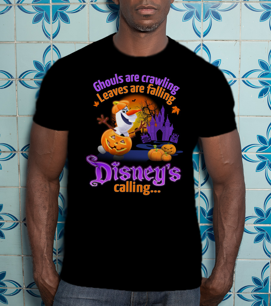 Ghouls Are Crawling Leaves Are Falling Disney's Calling Olaf Pumpkin Castle T-Shirt