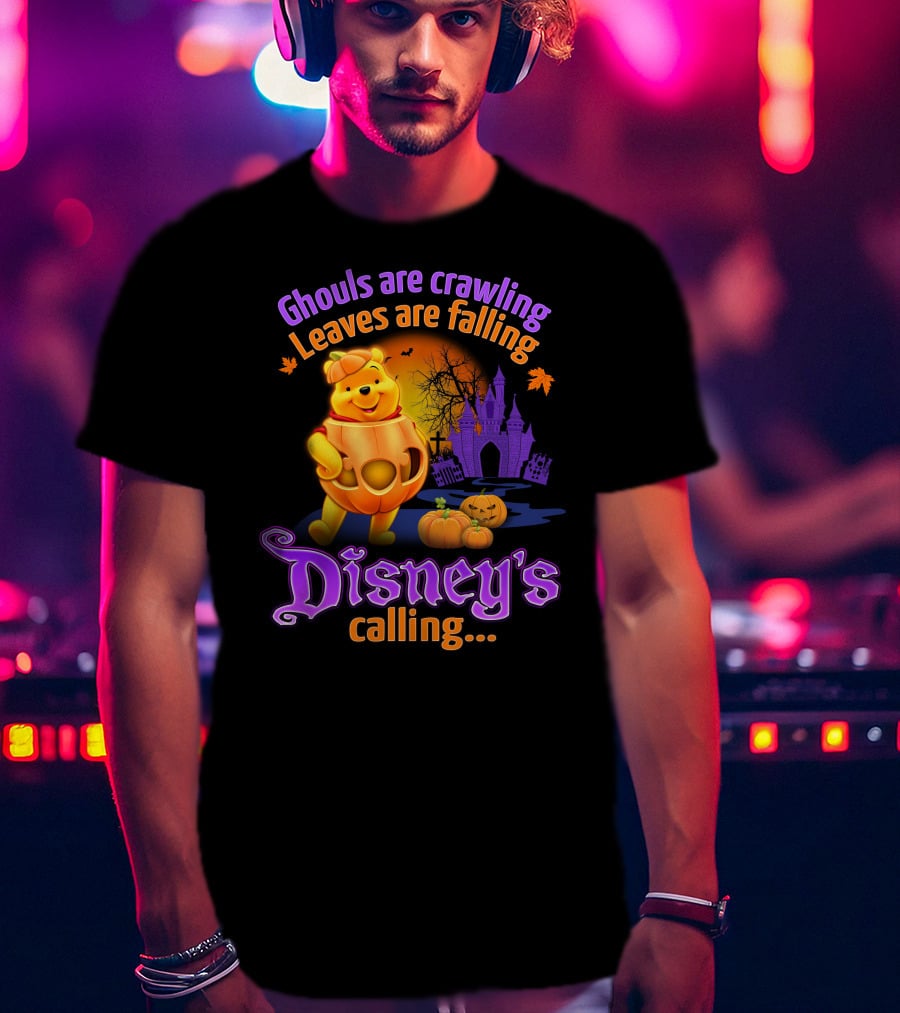 Ghouls Are Crawling Leaves Are Falling Disney's Calling Winnie The Pooh Halloween T-Shirt