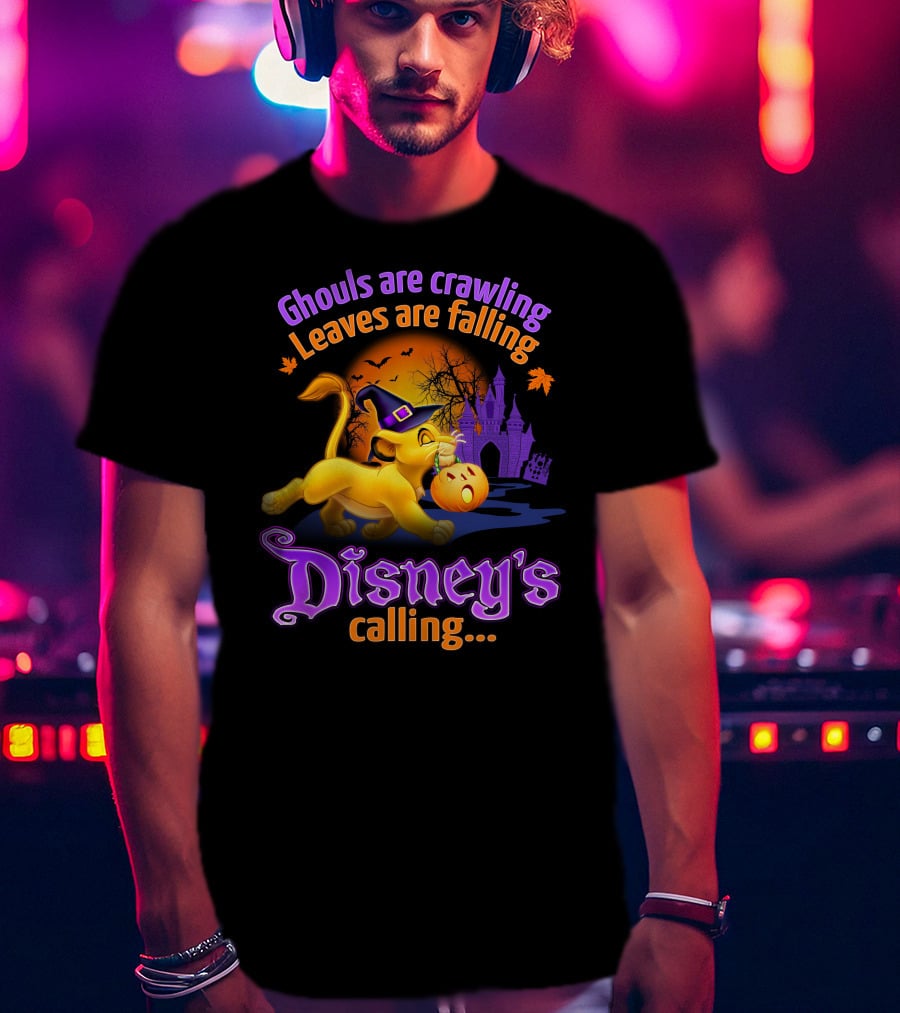 Ghouls Are Crawling Leaves Are Falling Disney's Calling Simba Halloween Scene T-Shirt