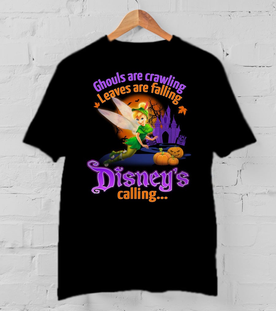 Ghouls Are Crawling Leaves Are Falling Disney's Calling Tinker Bell Halloween Theme T-Shirt