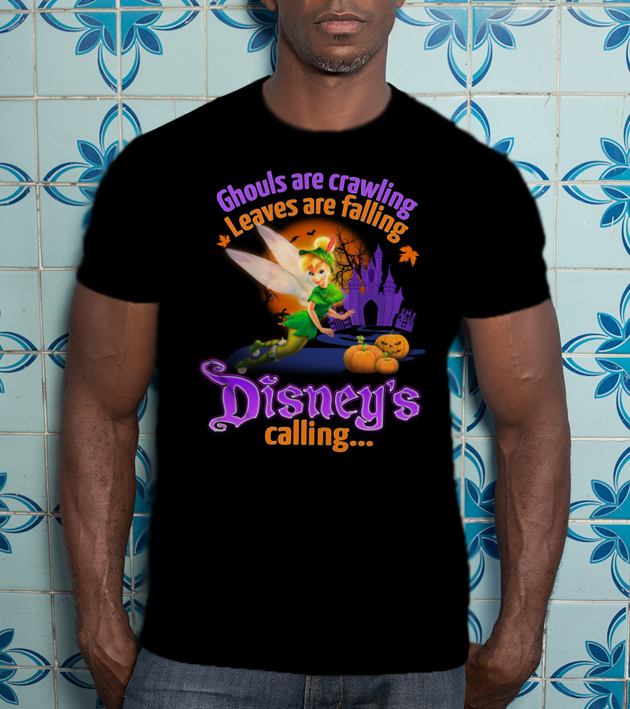 Ghouls Are Crawling Leaves Are Falling Disney's Calling Tinker Bell Halloween Theme T-Shirt