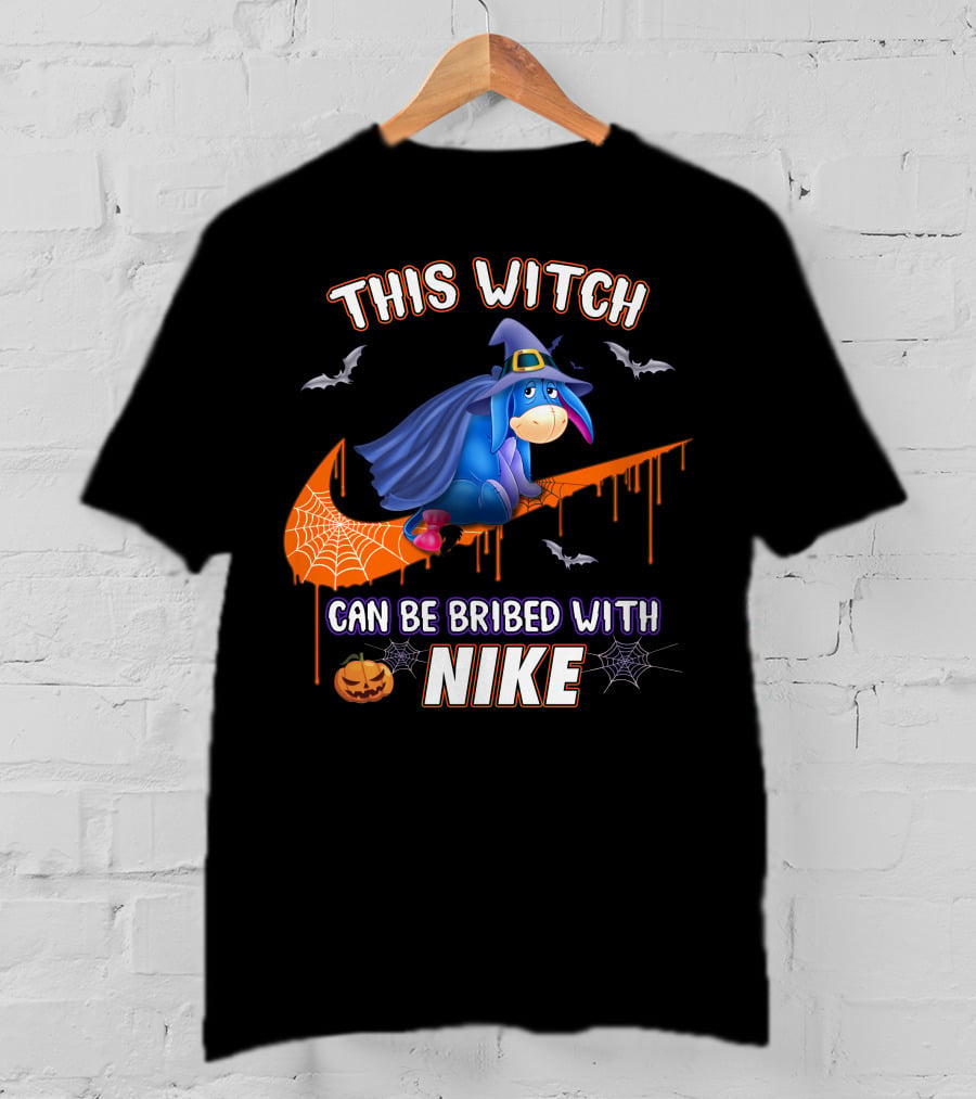 This Witch Can Be Bribed With Nike Eeyore Halloween Bats Pumpkins T-Shirt