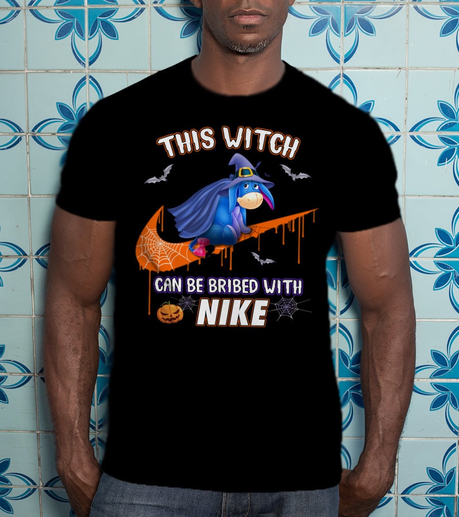 This Witch Can Be Bribed With Nike Eeyore Halloween Bats Pumpkins T-Shirt