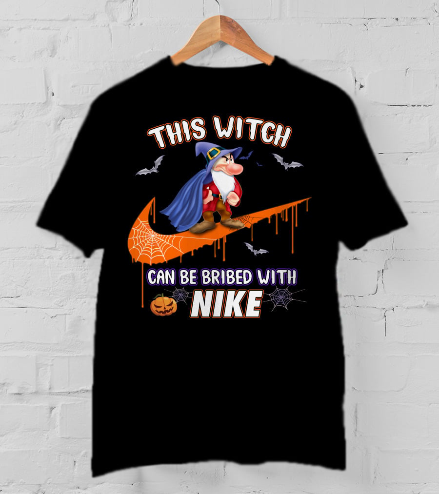 This Witch Can Be Bribed With Nike Wizard Pumpkin Bat Halloween T-Shirt