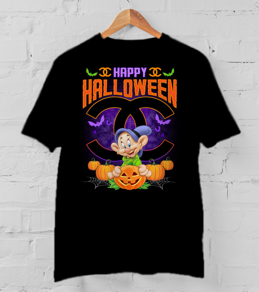 Happy Halloween Dopey Chanel Pumpkin Bats T-Shirt