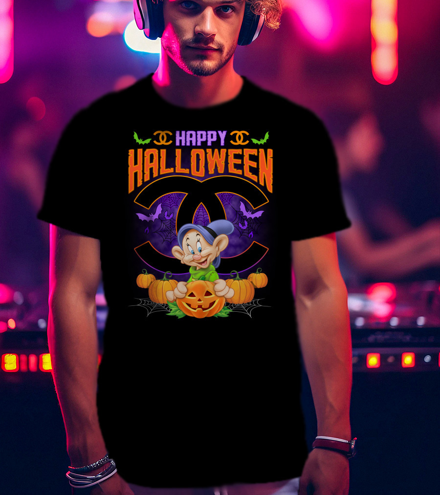 Happy Halloween Dopey Chanel Pumpkin Bats T-Shirt