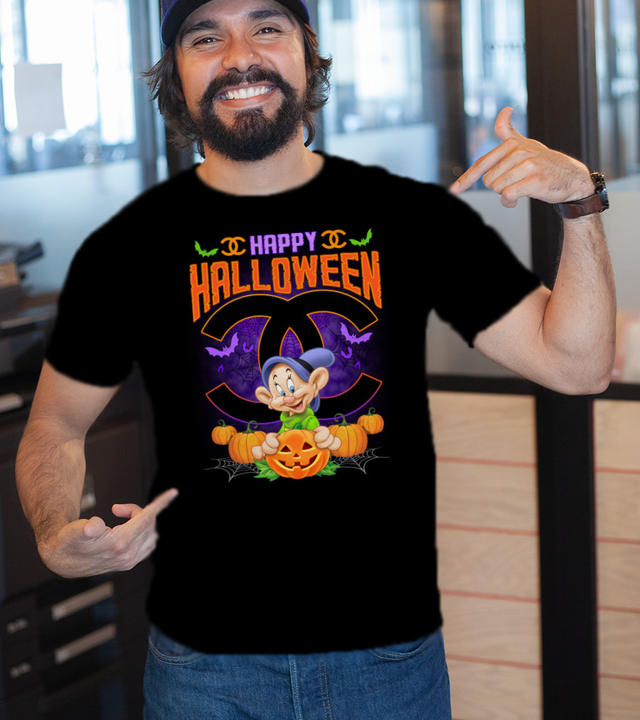 Happy Halloween Dopey Chanel Pumpkin Bats T-Shirt