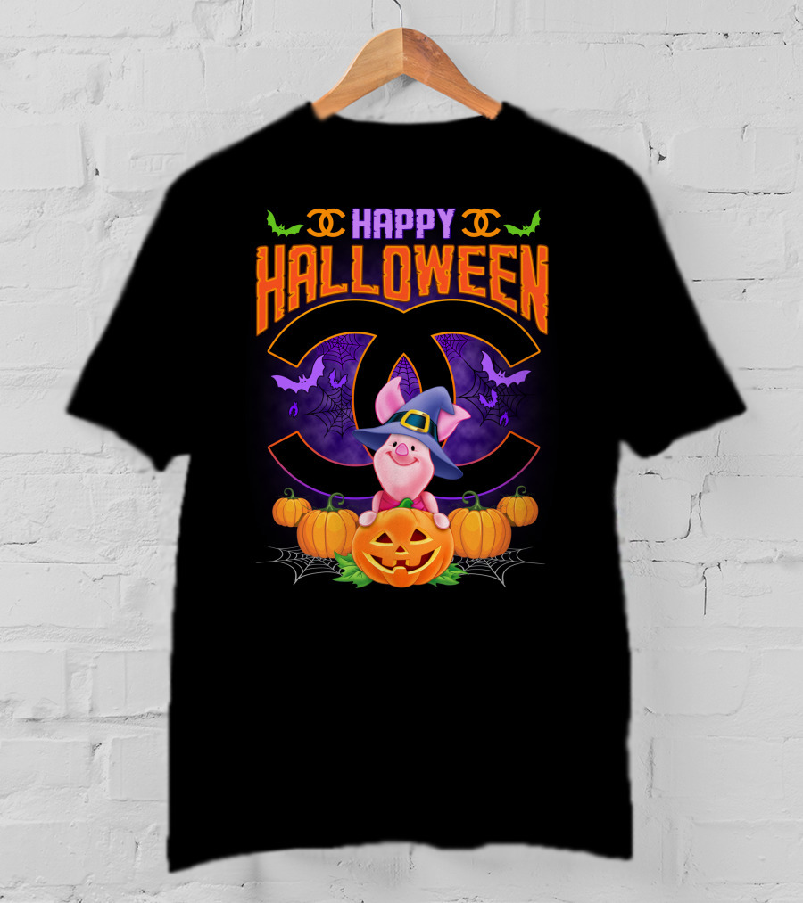 Happy Halloween Piglet With Pumpkins And Cc T-Shirt