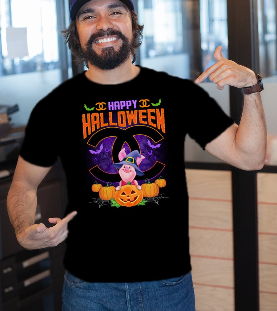 Happy Halloween Piglet With Pumpkins And Cc T-Shirt