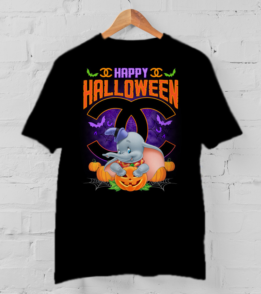 Dumbo Happy Halloween Pumpkins And Bats T-Shirt