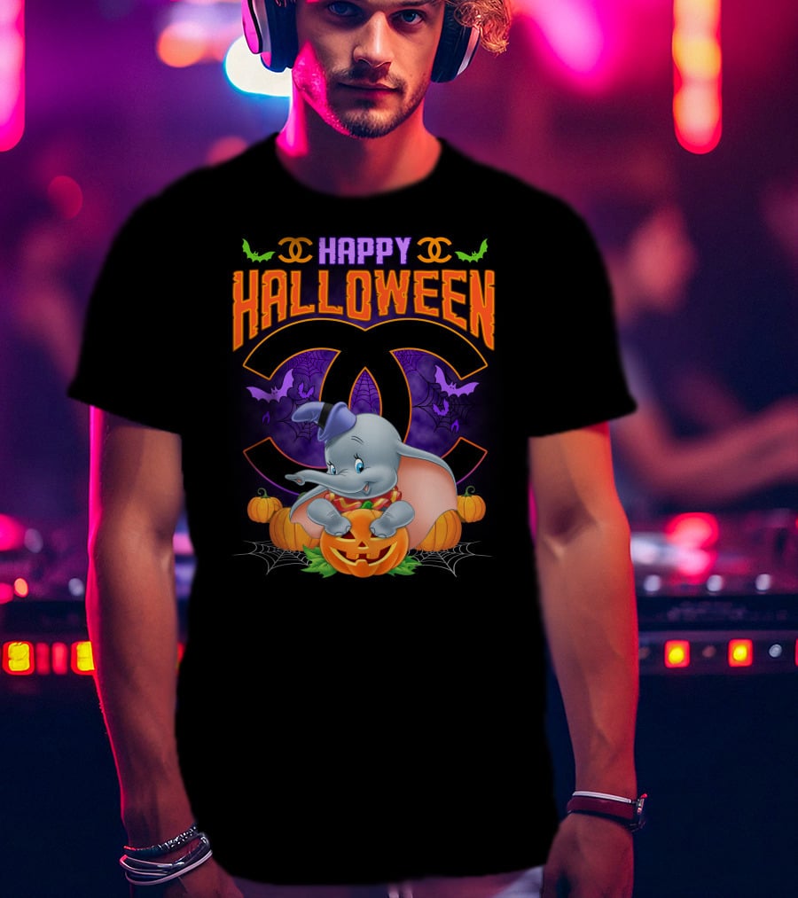 Dumbo Happy Halloween Pumpkins And Bats T-Shirt