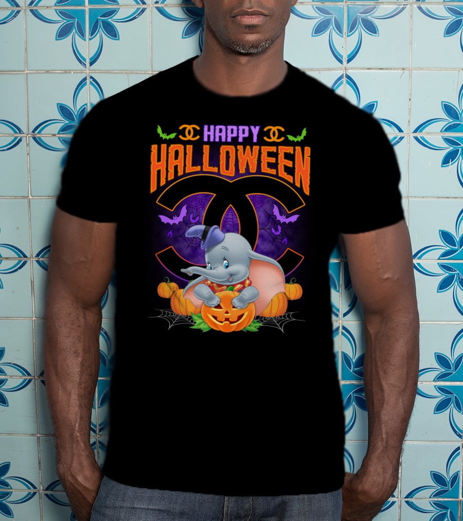 Dumbo Happy Halloween Pumpkins And Bats T-Shirt