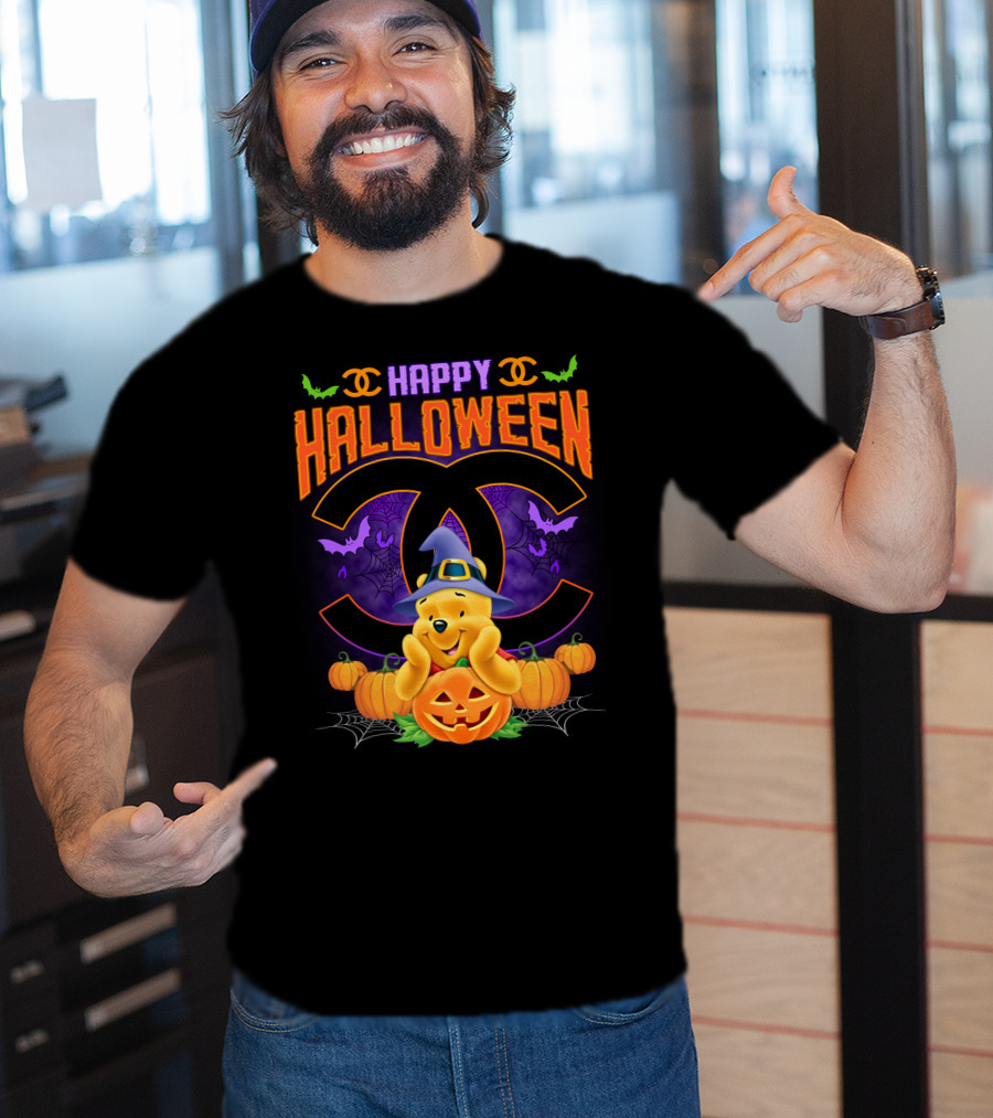 Happy Halloween Pooh Pumpkins Bat Spells T-Shirt