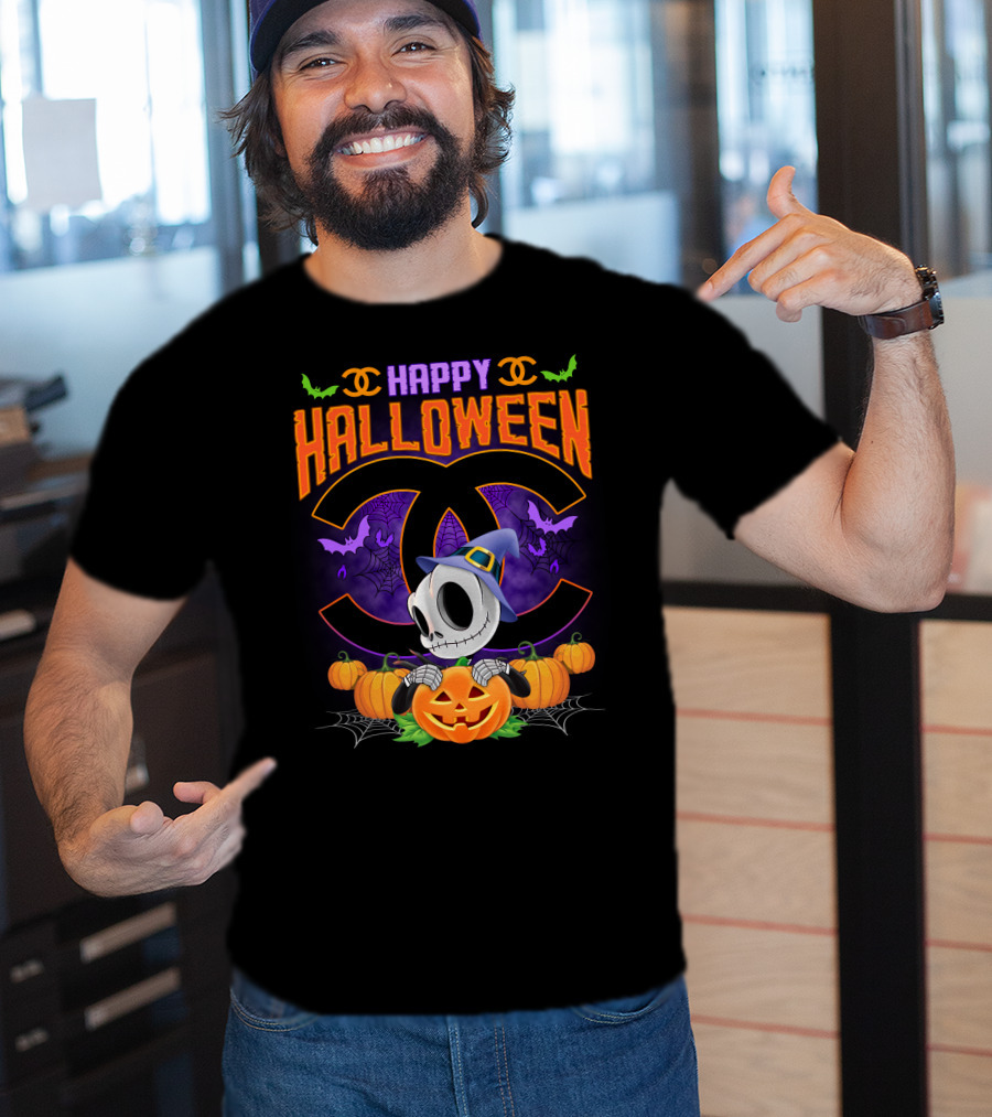 Jack Happy Halloween Pumpkin Skeleton Witch Hat T-Shirt